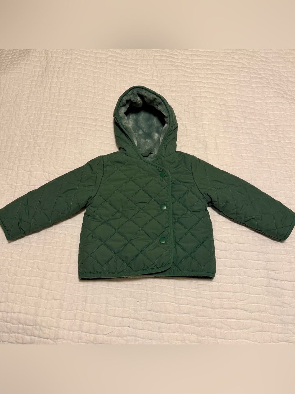 Baby Quilted Hooded Puffer Jacket - Forest Green